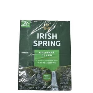 Irish Spring, 8, Deodorant Soap, Original Clean, with Flaxseed Oil 3.75oz Bars